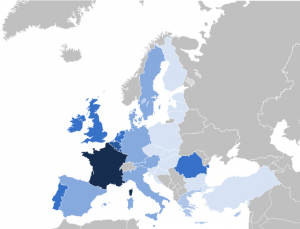 Распространение французского языка в странах ЕС.